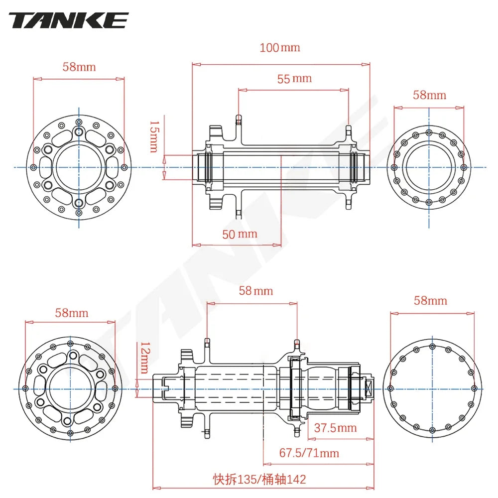TANKE 120 Click Hub 6 Bearing MTB Hub Front Rear